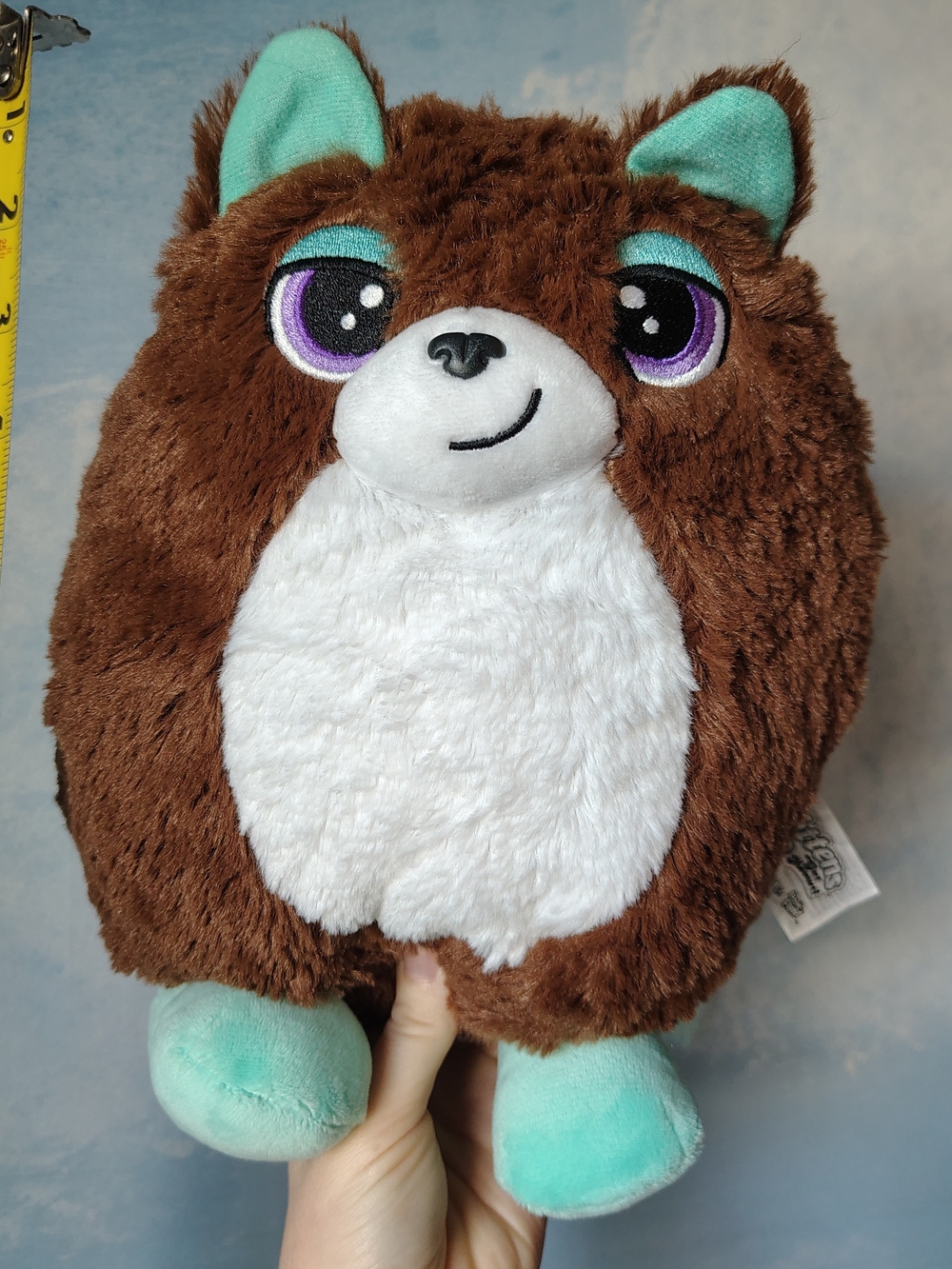 Misfittens Brown Turquoise Plush Cat Soft Collectible Stuffed Animal 10in